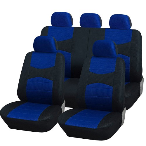 Coprisedili Universali A18 Con Coprivolante, 2 Copricinture Blu Royal - Nero Coprisedili Universali A18 Con Coprivolante, 2 Copricinture Blu Royal - Nero